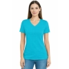 T-shirt Damski turkusowy dekolt w serek roz. L